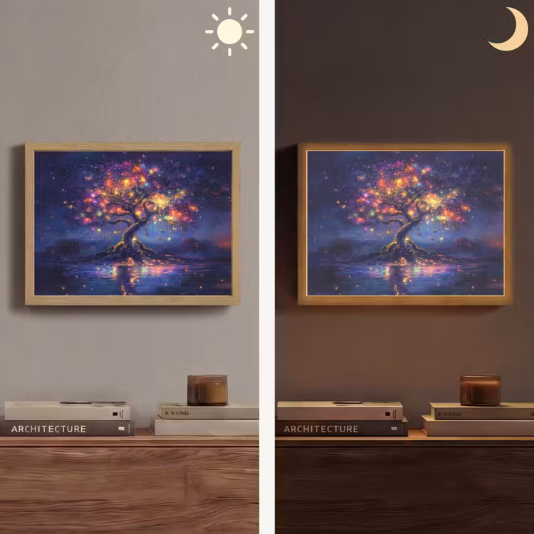 Kosmisch - lichtboom - Kerst - Kleurrijk Light Box met batterij (Wandlamp) middel -sfeer3