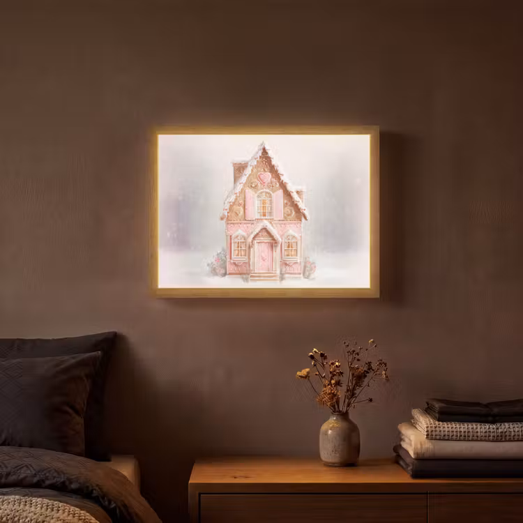 Huisje - Suiker - Pastel Light Box met batterij (Wandlamp) middel -sfeer4