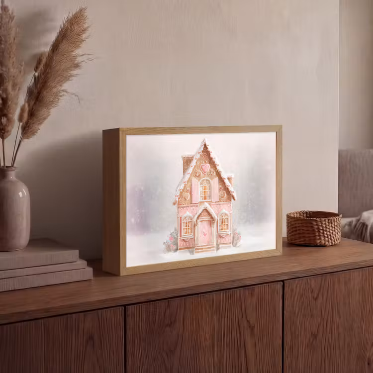 Huisje - Suiker - Pastel Light Box met batterij (Wandlamp) middel -sfeer2