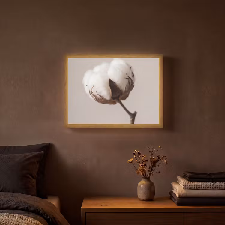 Katoenbol - Minimalistisch - Wit Light Box met batterij (Wandlamp) middel -sfeer4