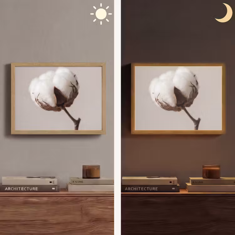Katoenbol - Minimalistisch - Wit Light Box met batterij (Wandlamp) middel -sfeer3