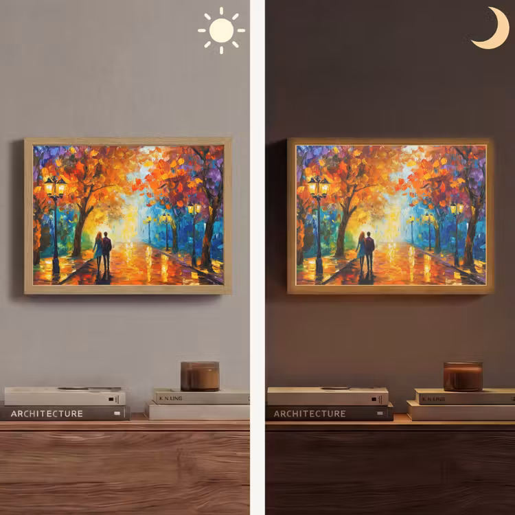 Koppel - Liefde - Bos - Kunst Light Box met batterij (Wandlamp) middel -sfeer3