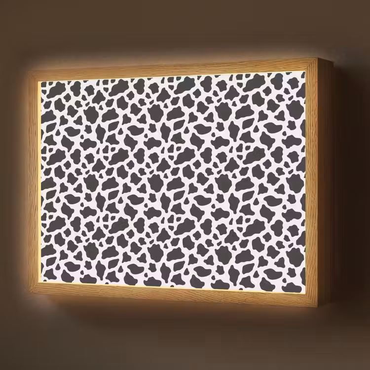 Koe - Vlekken - Patroon - Zwart Light Box met batterij (Wandlamp) middel 907 -z3d_website