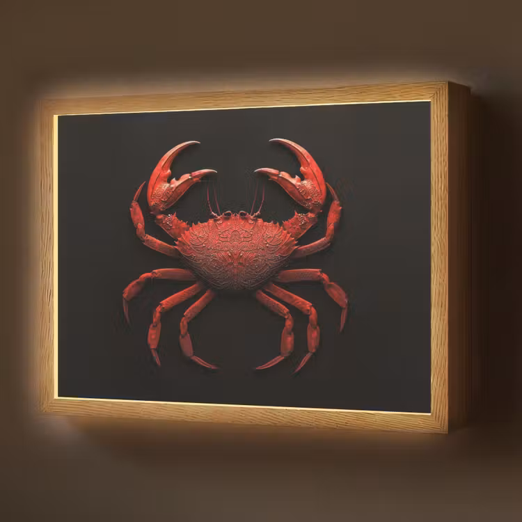 Krab - Rood - Vissen - Schaaldieren Light Box met batterij (Wandlamp) middel -z3d_website