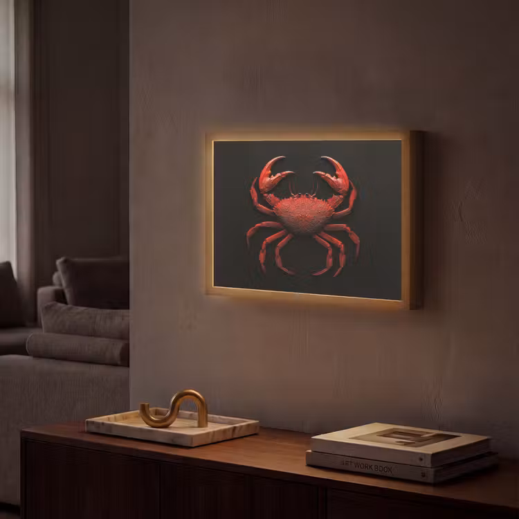 Krab - Rood - Vissen - Schaaldieren Light Box met batterij (Wandlamp) middel -sfeer1