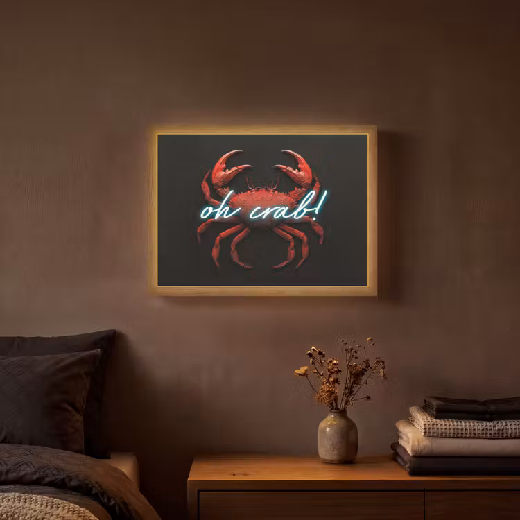 Krab - Rood - Neon - Quote Light Box met batterij (Wandlamp) middel -sfeer4