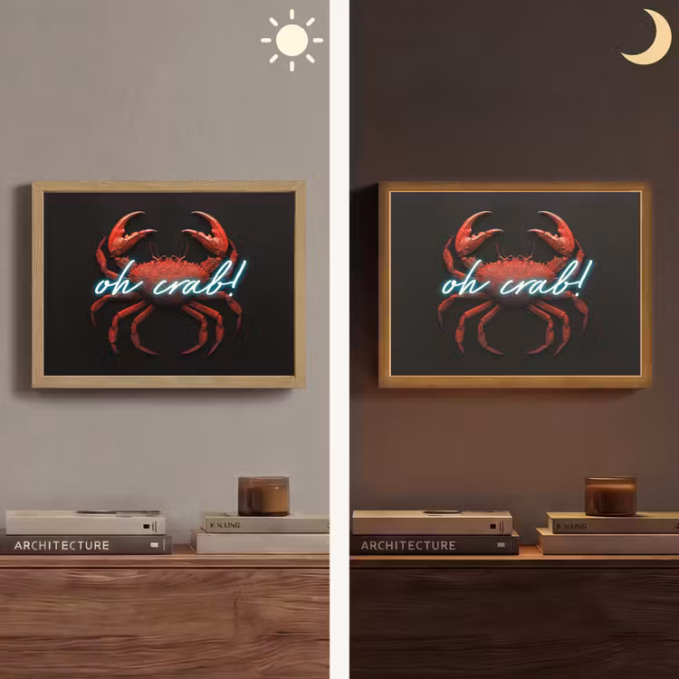 Krab - Rood - Neon - Quote Light Box met batterij (Wandlamp) middel -sfeer3