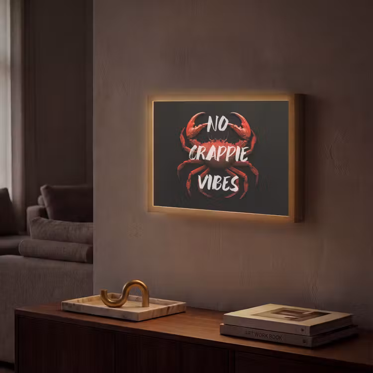 Krab - Rood - Tekst - Zwart Light Box met batterij (Wandlamp) middel -sfeer1