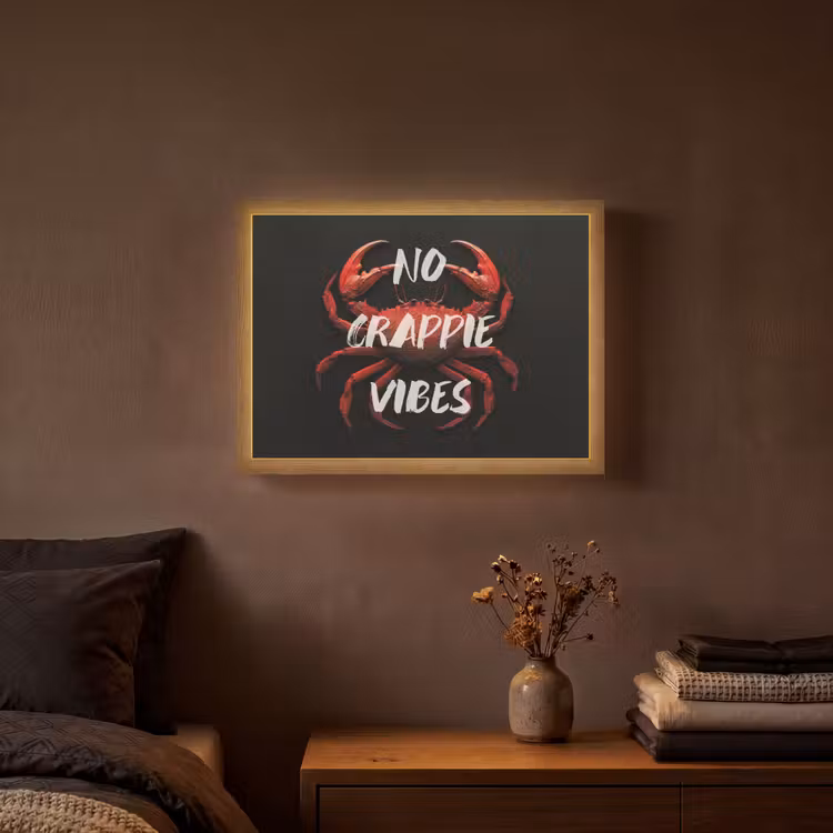 Krab - Rood - Tekst - Zwart Light Box met batterij (Wandlamp) middel -sfeer4