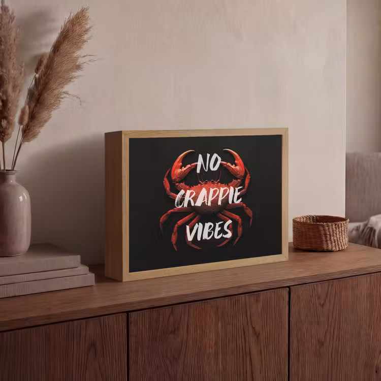 Krab - Rood - Tekst - Zwart Light Box met batterij (Wandlamp) middel -sfeer2