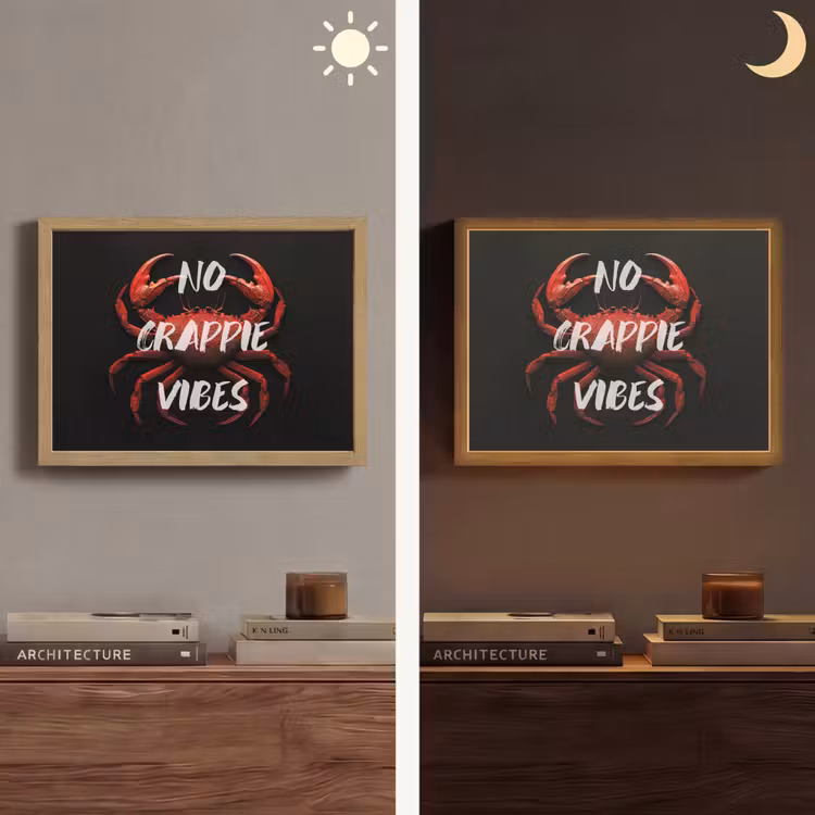 Krab - Rood - Tekst - Zwart Light Box met batterij (Wandlamp) middel -sfeer3