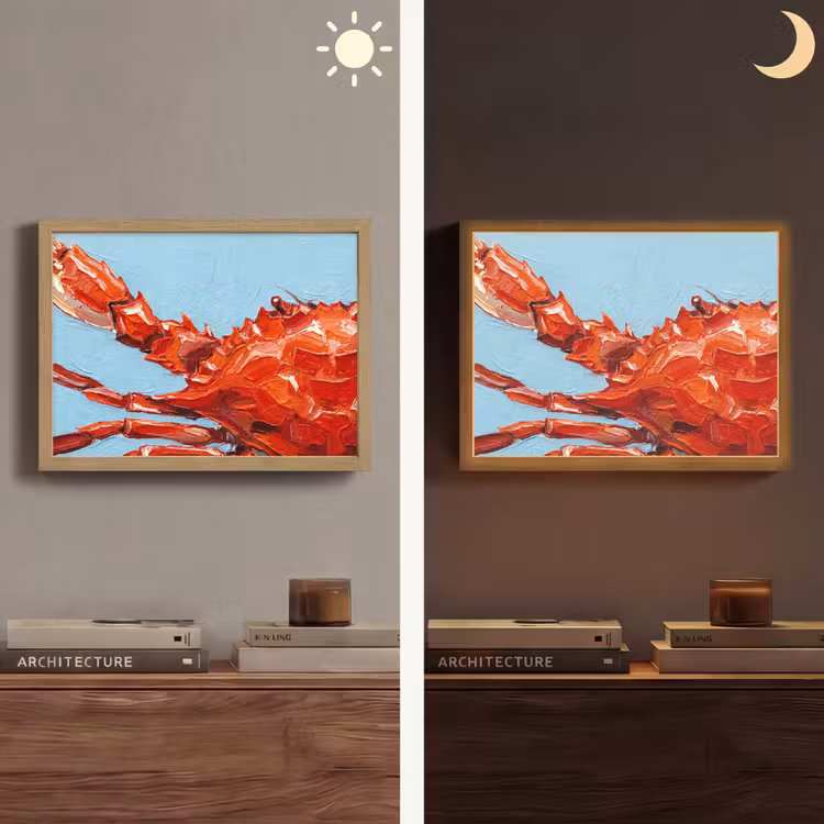 Krab - Zee - Dieren - Abstract - Rood Light Box met batterij (Wandlamp) middel -sfeer3