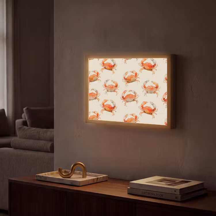 Krabben - Patroon - Oranje Light Box met batterij (Wandlamp) middel 907 -sfeer1