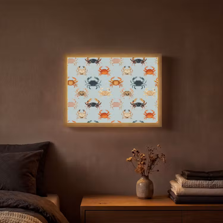 Krabben - Speels - Kleurrijk Light Box met batterij (Wandlamp) middel 907 -sfeer4