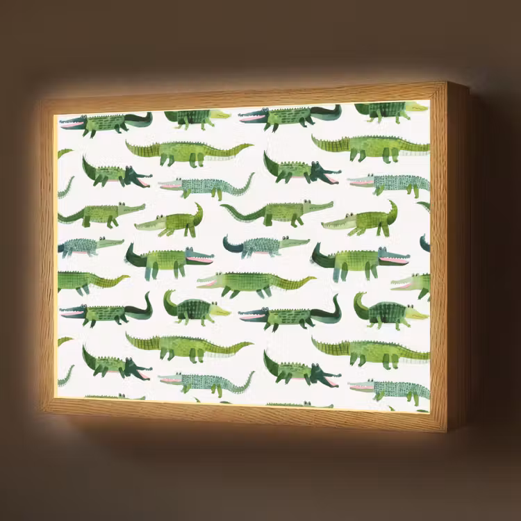 krokodillen - Speels - Groen Light Box met batterij (Wandlamp) middel 907 -z3d_website