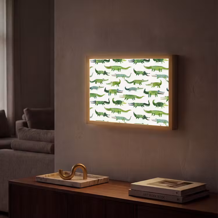 krokodillen - Speels - Groen Light Box met batterij (Wandlamp) middel 907 -sfeer1