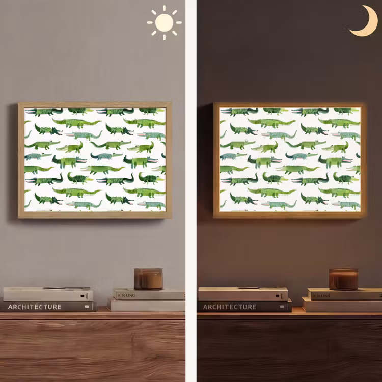 krokodillen - Speels - Groen Light Box met batterij (Wandlamp) middel 907 -sfeer3