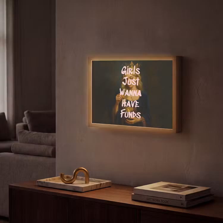 Kroon - Vrouw - Jurk - Opvallend Light Box met batterij (Wandlamp) middel -sfeer1
