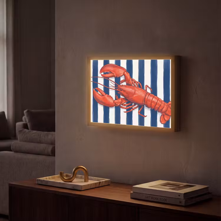 Schaaldier - Kreeft - Marine - Illustratie - Rood Light Box met batterij (Wandlamp) middel -sfeer1
