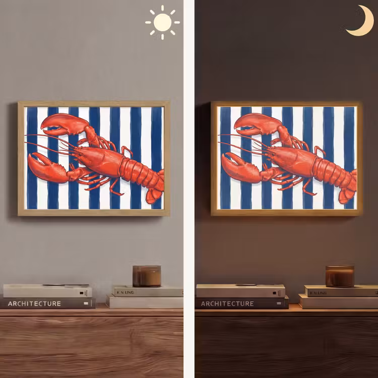 Schaaldier - Kreeft - Marine - Illustratie - Rood Light Box met batterij (Wandlamp) middel -sfeer3