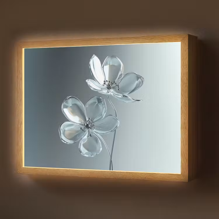 Kristal - Bloemen - Grijs Light Box met batterij (Wandlamp) middel -z3d_website