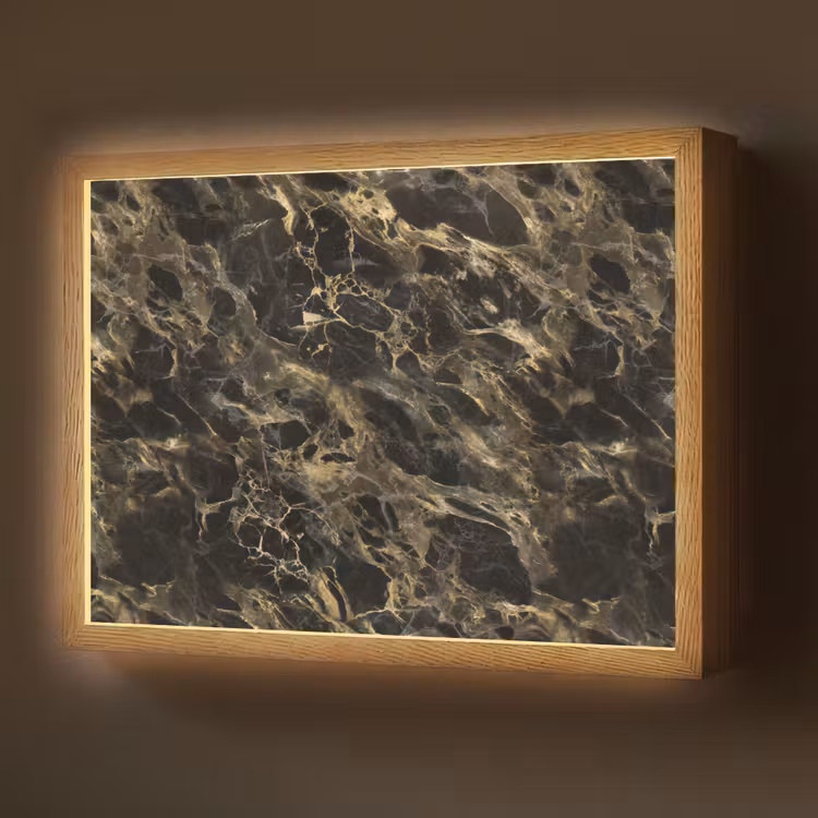 Kristal - Goud - Zwart - Marmer Light Box met batterij (Wandlamp) middel 907 -z3d_website