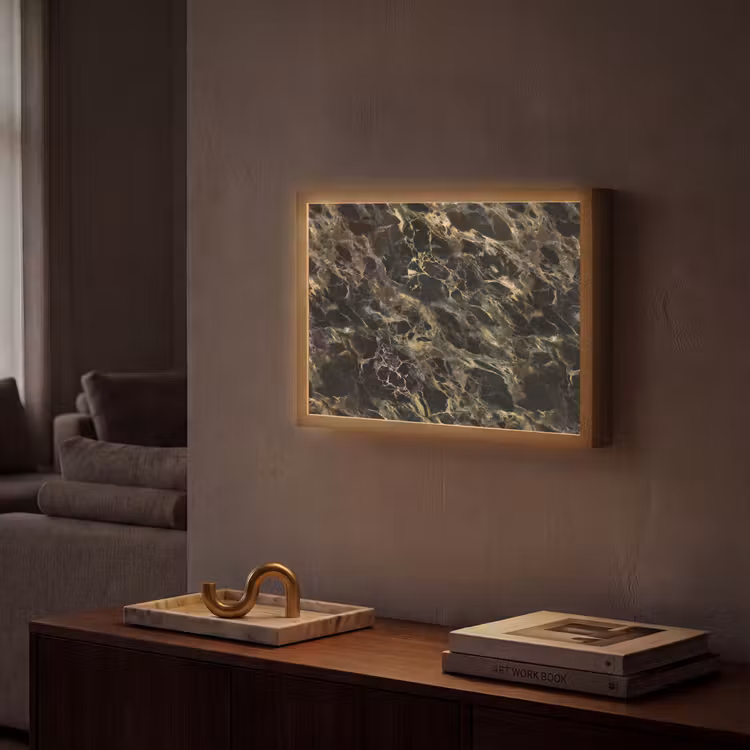 Kristal - Goud - Zwart - Marmer Light Box met batterij (Wandlamp) middel 907 -sfeer1