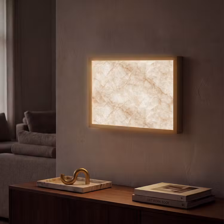 Kristalstructuur - Bruin - Marmer Light Box met batterij (Wandlamp) middel 907 -sfeer1