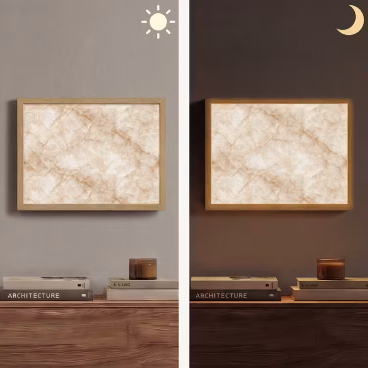 Kristalstructuur - Bruin - Marmer Light Box met batterij (Wandlamp) middel 907 -sfeer3