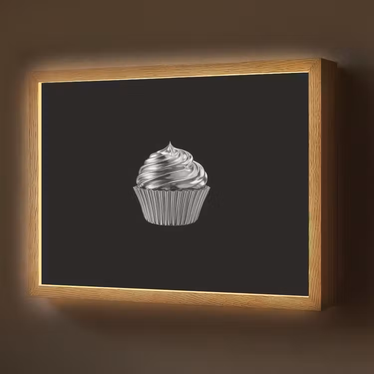 Cupcake - Luxueus - Zilver Light Box met batterij (Wandlamp) middel -z3d_website