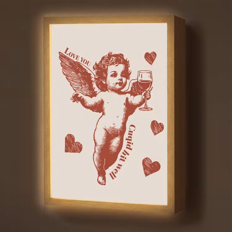 Cupido - Hartjes - Rood - Klassiek Light Box met batterij (Wandlamp) middel -z3d_website