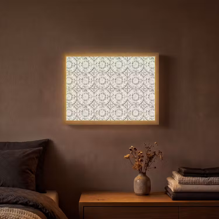 Krulornament - Tegel - Groen Light Box met batterij (Wandlamp) middel 907 -sfeer4