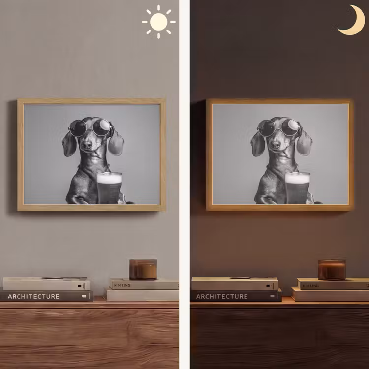 Teckel - Bier - Glas - Bril Light Box met batterij (Wandlamp) middel -sfeer3