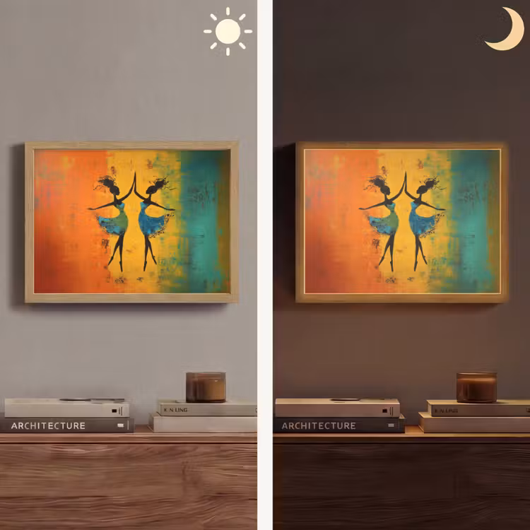 Dansen - Vrouwen - Verfstructuur Light Box met batterij (Wandlamp) middel -sfeer3