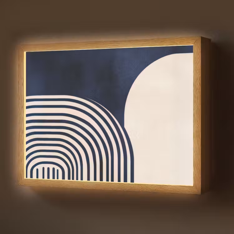 Donkerblauw - Abstract - Lijnen Light Box met batterij (Wandlamp) middel -z3d_website