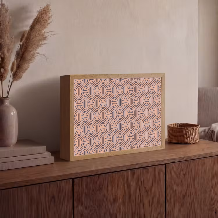Donkerblauw - Roze - Patroom - Symmetrisch Light Box met batterij (Wandlamp) middel 907 -sfeer2