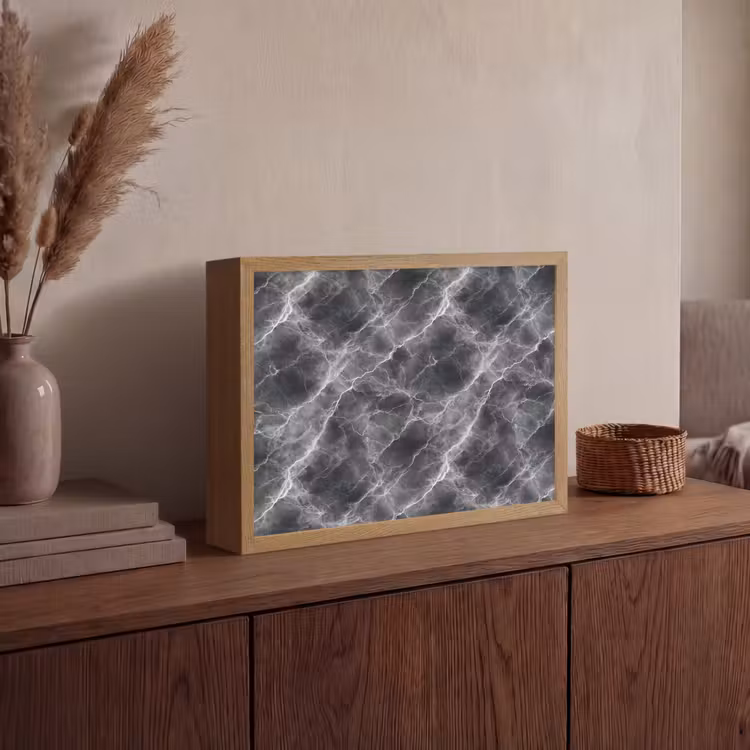 Donkergrijs - Bliksem - Marmer Light Box met batterij (Wandlamp) middel 907 -sfeer2