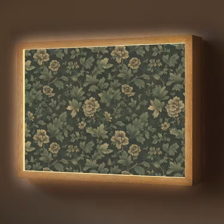 Donker - Groen - Goud - Botanisch Light Box met batterij (Wandlamp) middel 907 -z3d_website