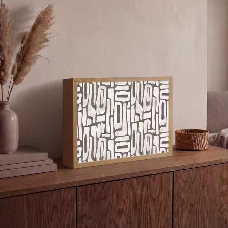 Donker - Wit - Abstract Light Box met batterij (Wandlamp) middel 907 -sfeer2