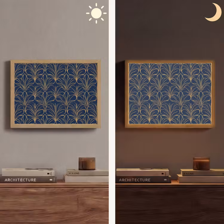 Deco - Waaier - Blauw Light Box met batterij (Wandlamp) middel 907 -sfeer3