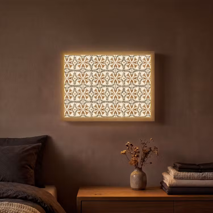 Siertegel - Patroon - Bruin Light Box met batterij (Wandlamp) middel 907 -sfeer4
