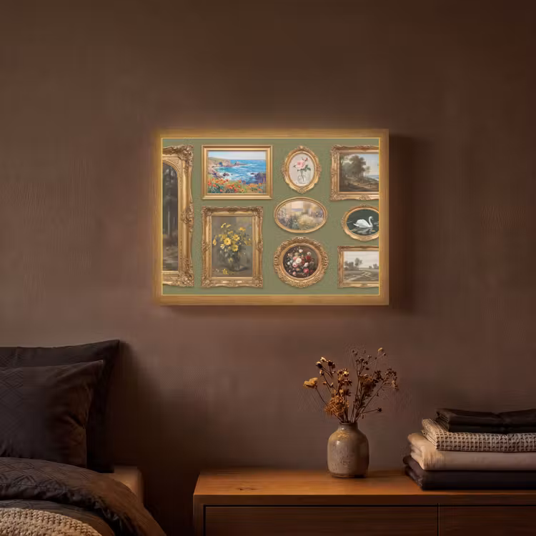 Hert - Bos - Natuur - Klassiek - Dieren Light Box met batterij (Wandlamp) middel -sfeer4