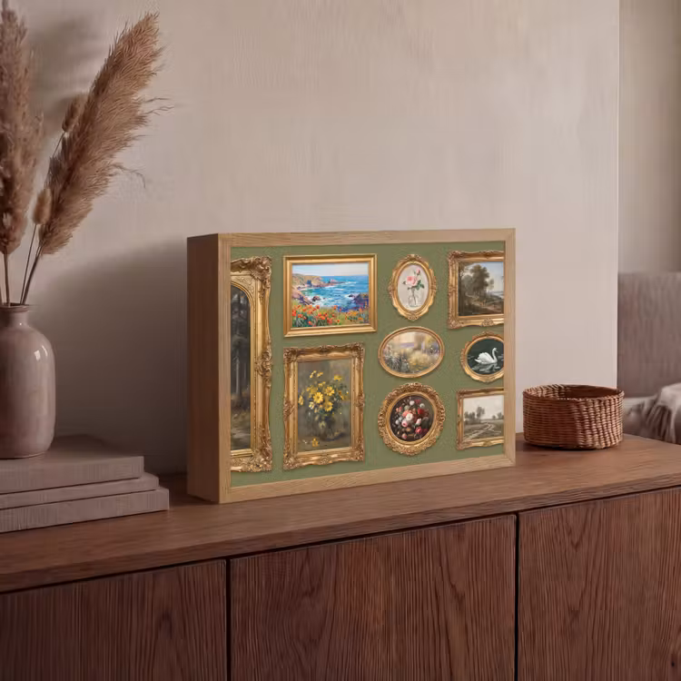 Hert - Bos - Natuur - Klassiek - Dieren Light Box met batterij (Wandlamp) middel -sfeer2
