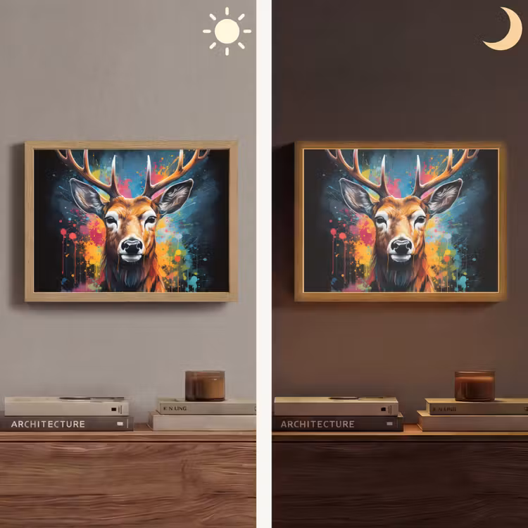 Hert - Graffiti - Dieren - Kleuren Light Box met batterij (Wandlamp) middel -sfeer3