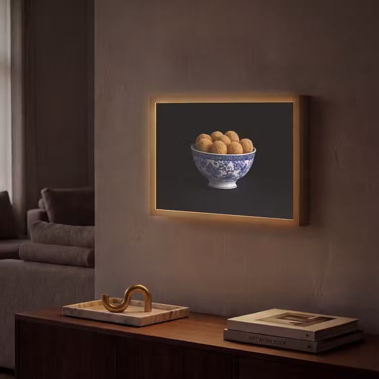 Delfts blauw - Bitterballen - Holland - Schaal Light Box met batterij (Wandlamp) middel -sfeer1