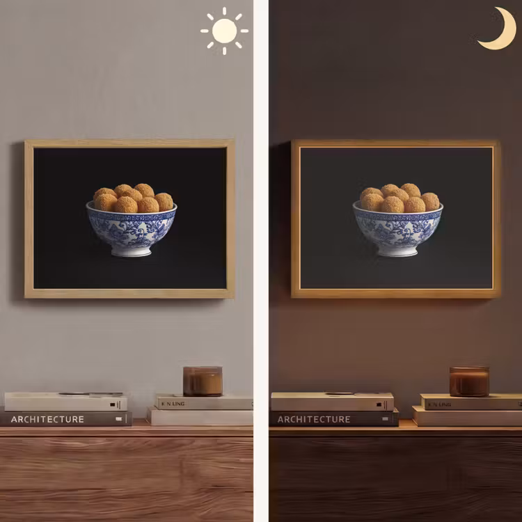 Delfts blauw - Bitterballen - Holland - Schaal Light Box met batterij (Wandlamp) middel -sfeer3