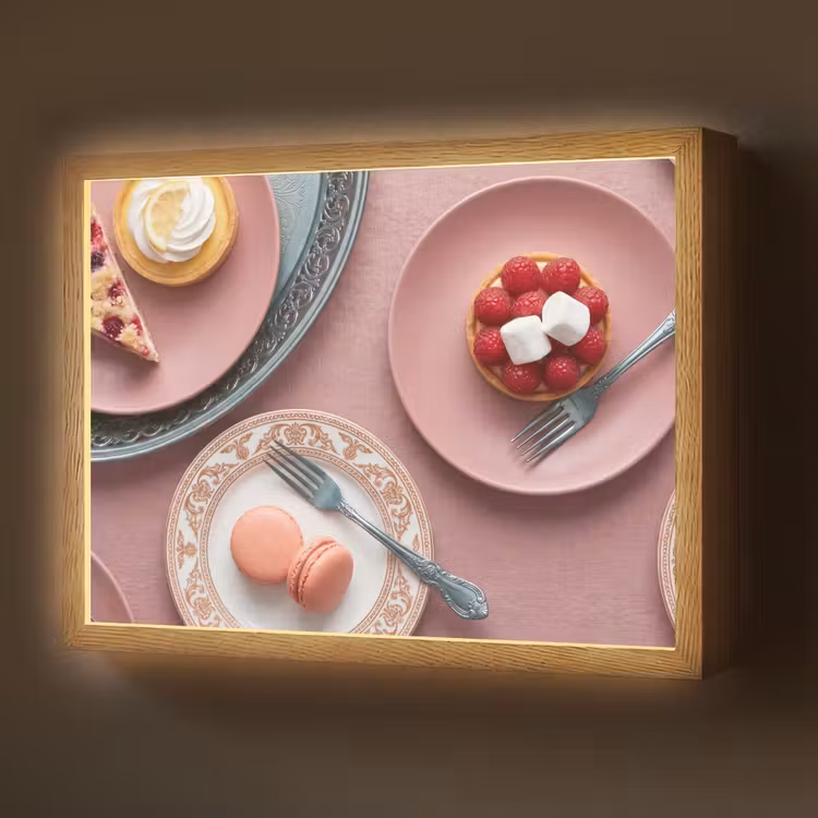 Dessert - Taart - Gebak - Zoet - Roze Light Box met batterij (Wandlamp) middel -z3d_website
