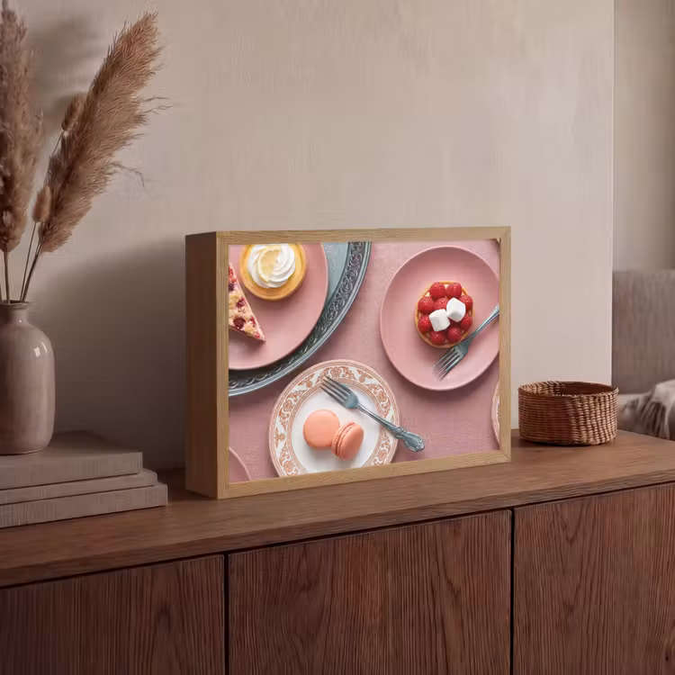 Dessert - Taart - Gebak - Zoet - Roze Light Box met batterij (Wandlamp) middel -sfeer2