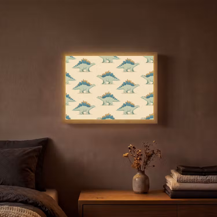 Dino - Patroon - Groen Light Box met batterij (Wandlamp) middel 907 -sfeer4