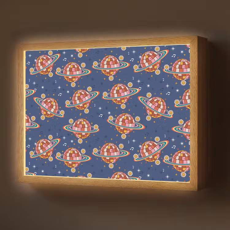 Disco - Blauw - Patroon Light Box met batterij (Wandlamp) middel 907 -z3d_website